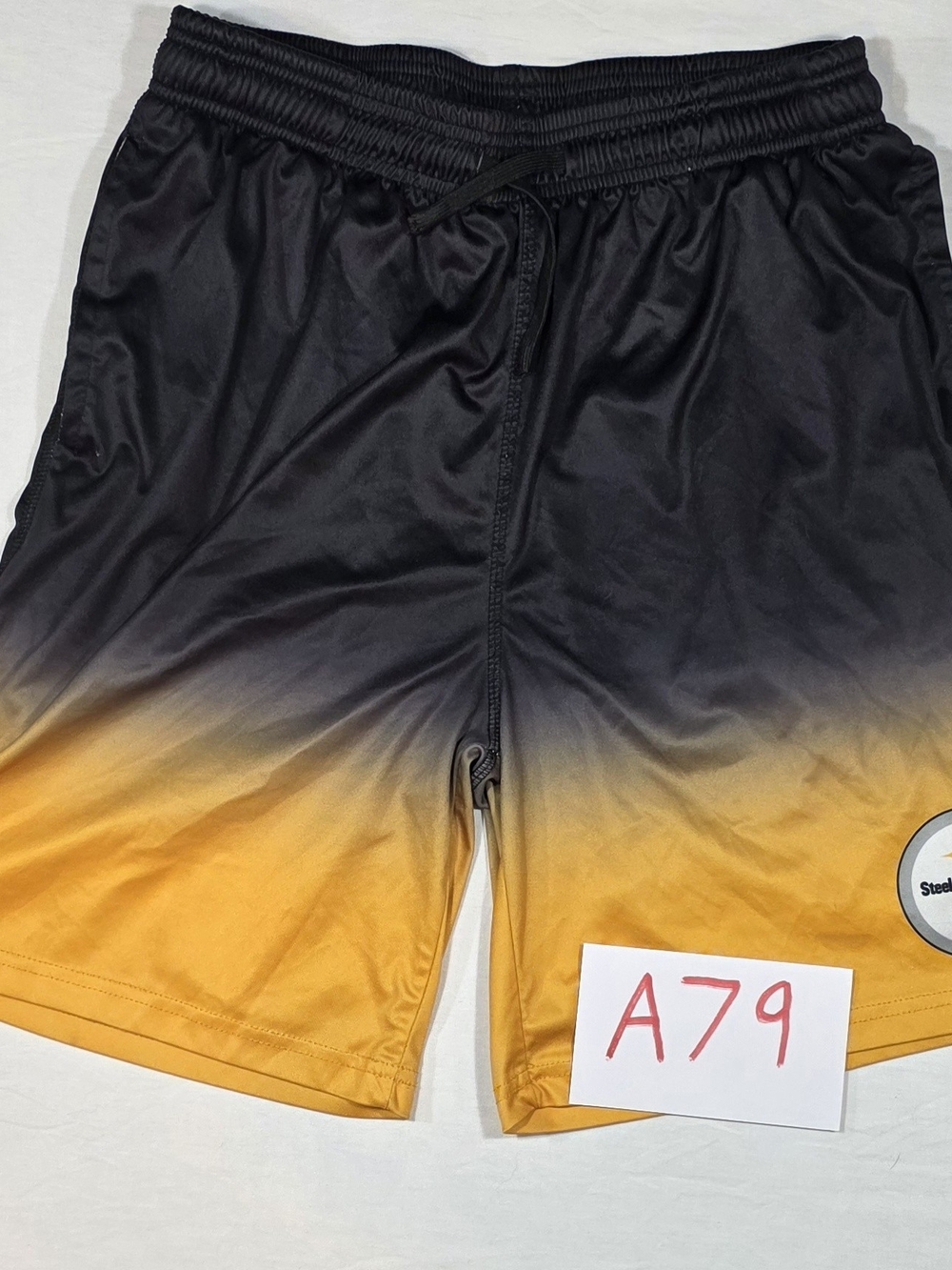 NFL Steelers Black and Gold Gradient Athletic Shorts